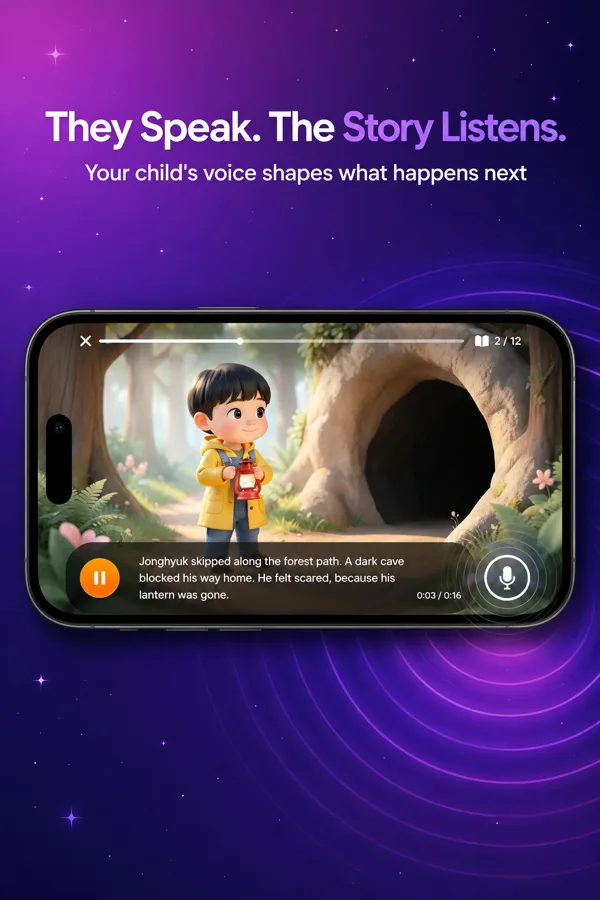 They speak, the story listens — your child's voice shapes what happens next